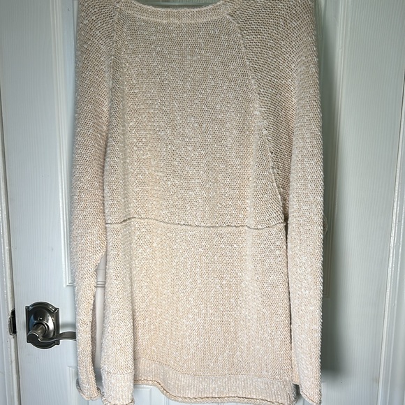 Free People Chamoix Bright Lights Peach Long Sleeve Knit Oversized Sweater, S - Picture 8 of 8